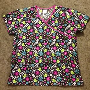 ❌❌SOLD❌❌  Cute Butterfly and Flowered Scrub Top