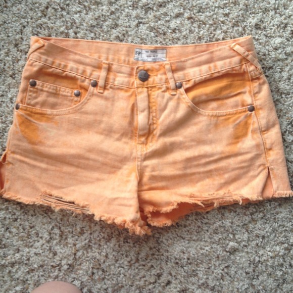 Free People orange denim shorts