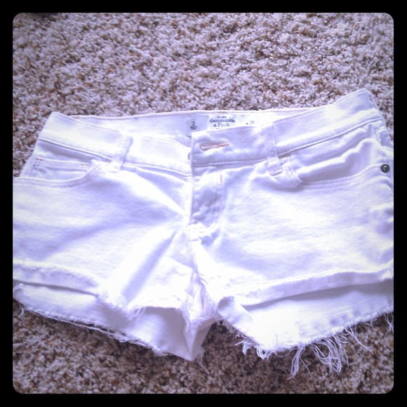 A&F White denim shorts