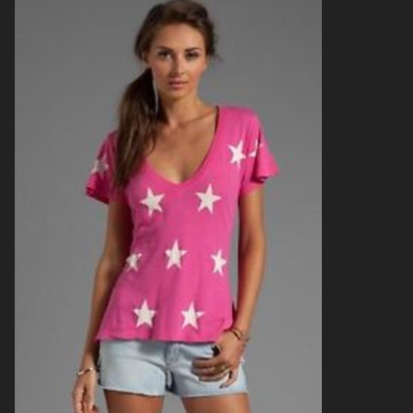Wildfox Pink with white stars shirt