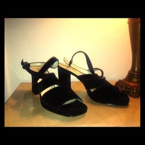 Black velvet sandals