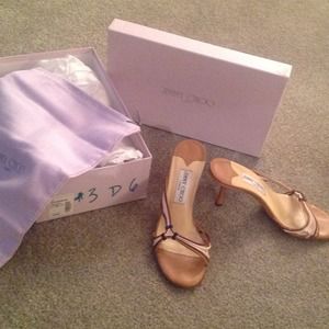 Authentic Jimmy Choo nude strappy heels