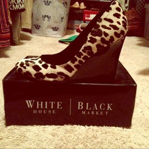 White House Black Market Calf Hair Wedges