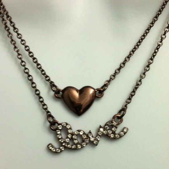 Rose gold-tone 'Love' necklace