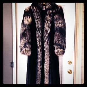 Full length Black Ranch Mink with Silver Fox trim