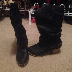 Black cowboy styled boots