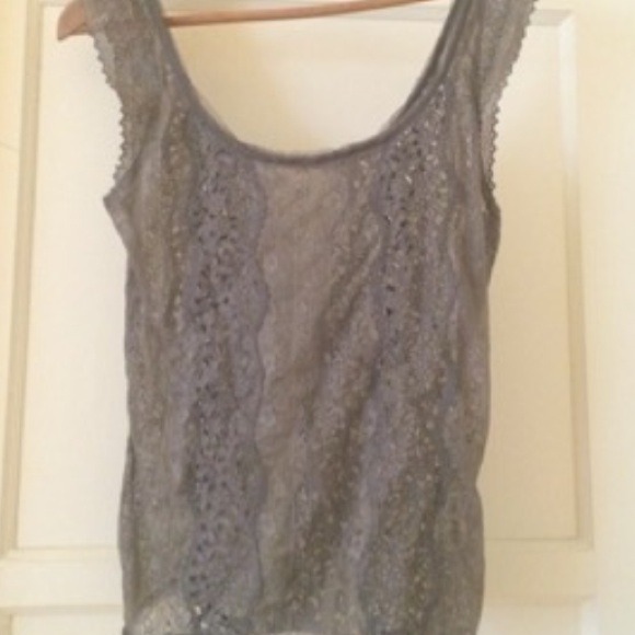 Grey lace tank top