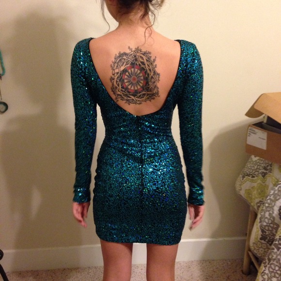 Nasty Gal Dresses & Skirts - turquoise sequin backless dress