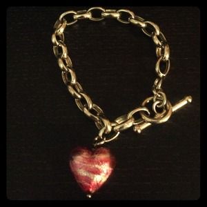 RESERVEDVenetian Glass™ pink heart toggle bracelet