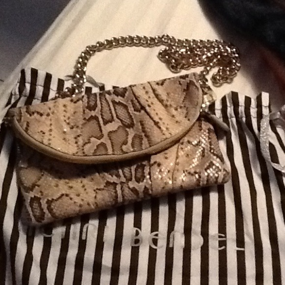 Henry Bendel faux python  foldover messenger bag - Picture 1 of 4