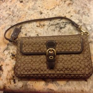 Authentic brown coach wristlet