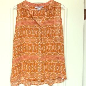 F21 Orange Sheer Top
