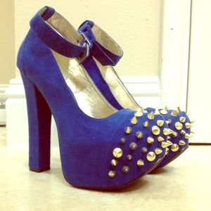 Wild Pair 'Emery' Blue Suede Heels