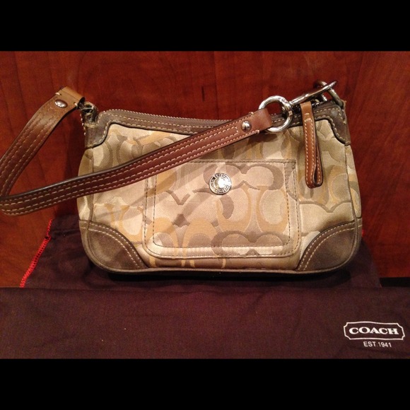 Coach Brown/Tan Optic Sateen Demi Shoulder Bag