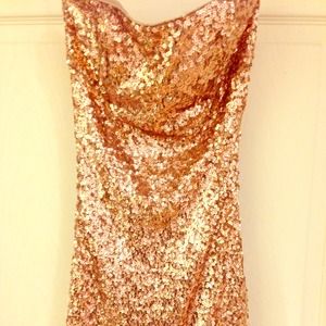 Gold sequins strapless short dress🚫BUNDLED🚫