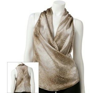 SOLD!! NWT Black (NOT TAN) satin faux wrap top