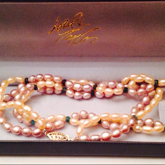 Pearl & Jade 14K Gold clasp genuine necklace