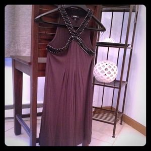 Grey Express Party Dress with Black Embellishment