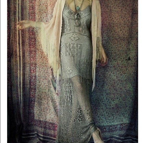 Free People | Dresses | Sold Free People Silver Crochet Maxi Dress |  Poshmark