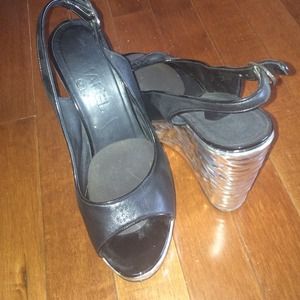 Chanel metallic wedges!