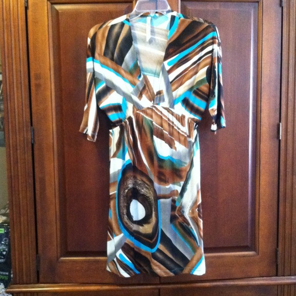 Christinalove dress.  Multi-brown with aqua