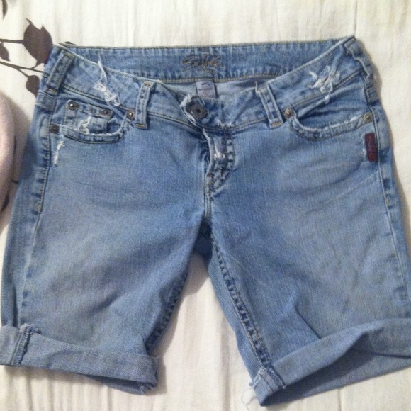 Silver cut off jean shorts