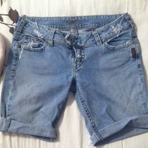 Silver cut off jean shorts