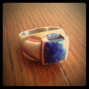 Blue stone sterling silver ring