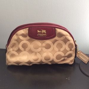 Coach "Madison" Op Art Cosmetic -khaki/bordeaux