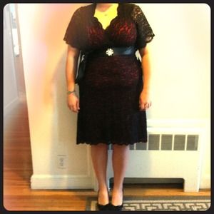 Black and red lace and satin dress **REDUCED**