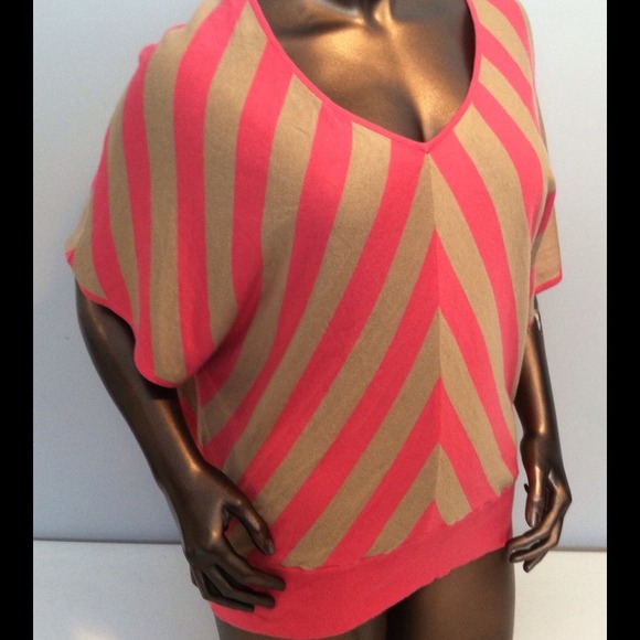 Express Sweaters - Express pink and tan sweater large