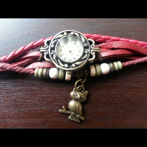 Vintage leather watch - Red