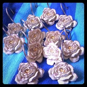 Vintage rose inspired shower curtain hooks