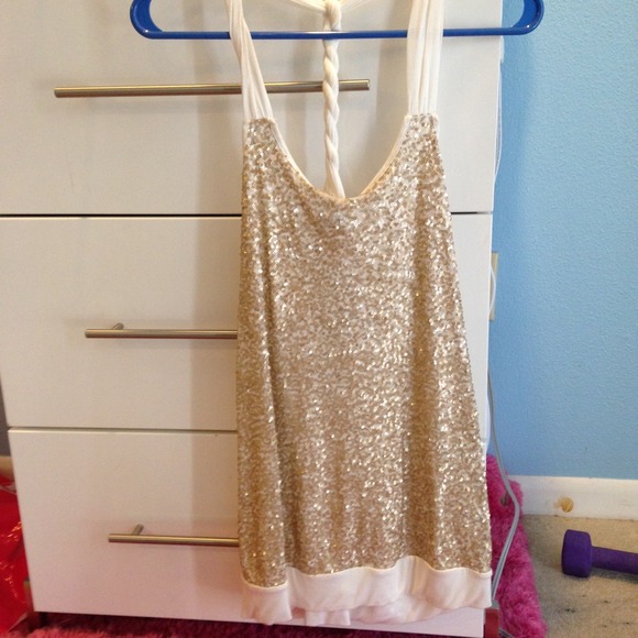 Express gold sequin tank