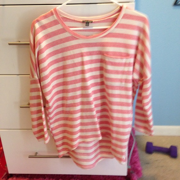 Red and white stripped 3/4 sweater