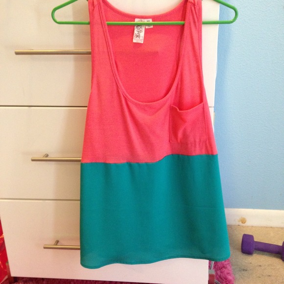 Pink and teal tank