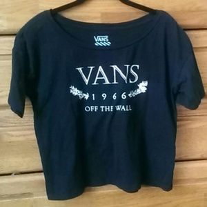Vans black loose fitting short sleeve crop top