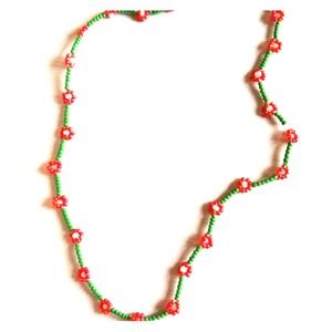 Green bead red flowers **SOLD IN BUNDLE*