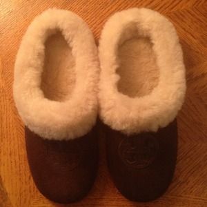 Authentic Tory Burch brown suede slippers