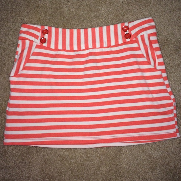 Coral & White Sailor Skirt
