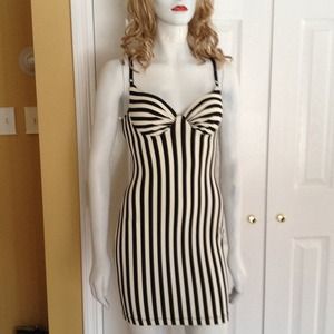Sexy black and white striped dress