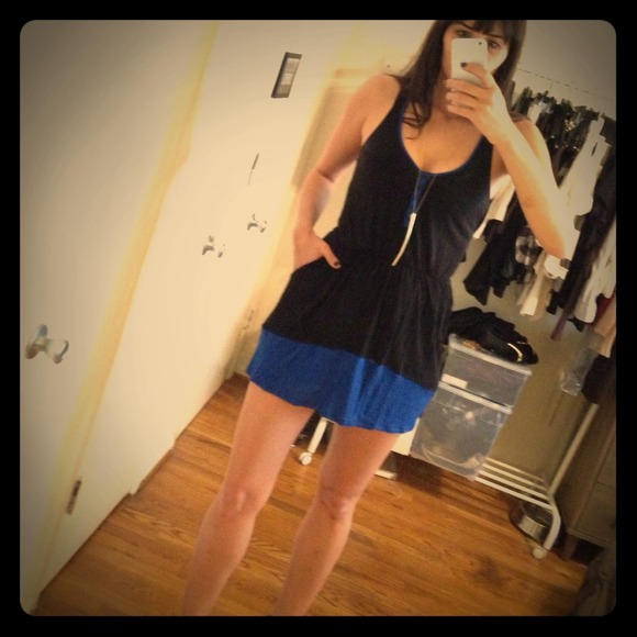 SOLD BCBG cinched waist dress with color blocking