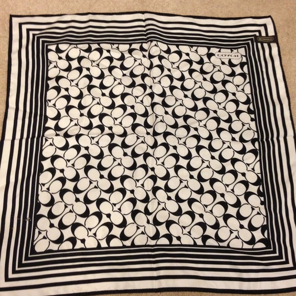 REDUCED classic black/white Coach silk scarf!!!