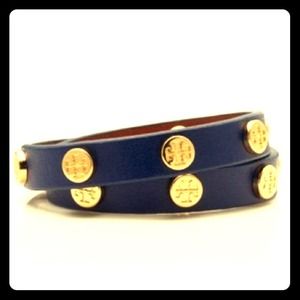 Tory Burch logo studded double-wrap bracelet