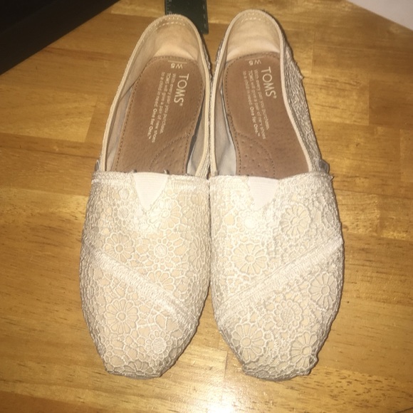 White crochet Toms