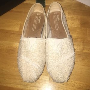 White crochet Toms