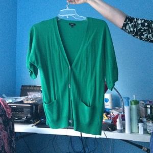short sleeves green cardigan