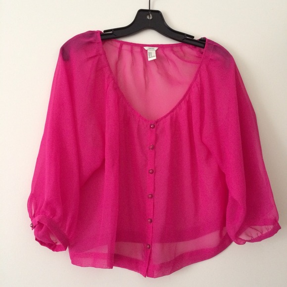 Sheer pink fuschia Forever 21 blouse top
