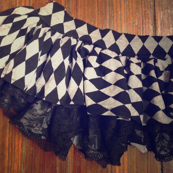 Custom made mini skirt / tutu with lace ruffles