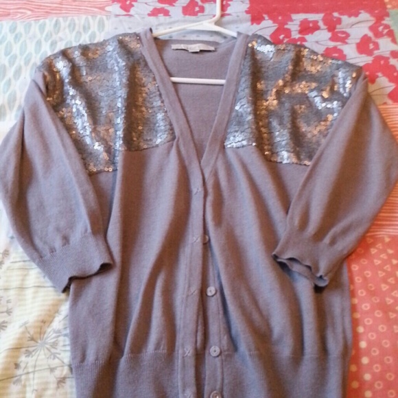 LOFT Sweaters - Loft gray 1/2 sequin sweater never worn
